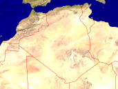 Algerien Satellit + Grenzen 1600x1200